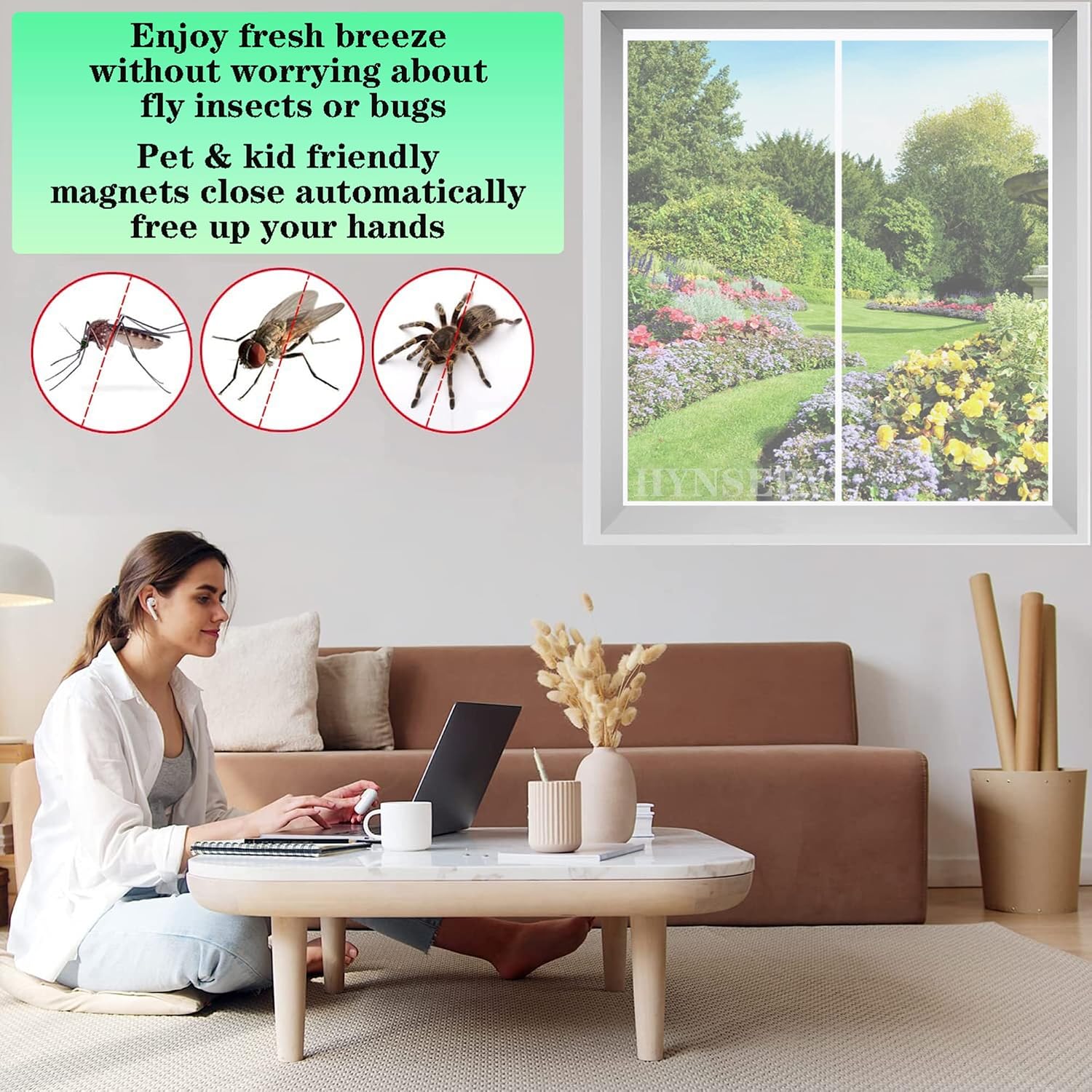  Magnetic Window Mosquito Net White 120 X 170 Cm Automatic Closure Anti-Mosquito Fly Curtain Easy To Install Anti-Insect For Doors Windows Balcony Living Room