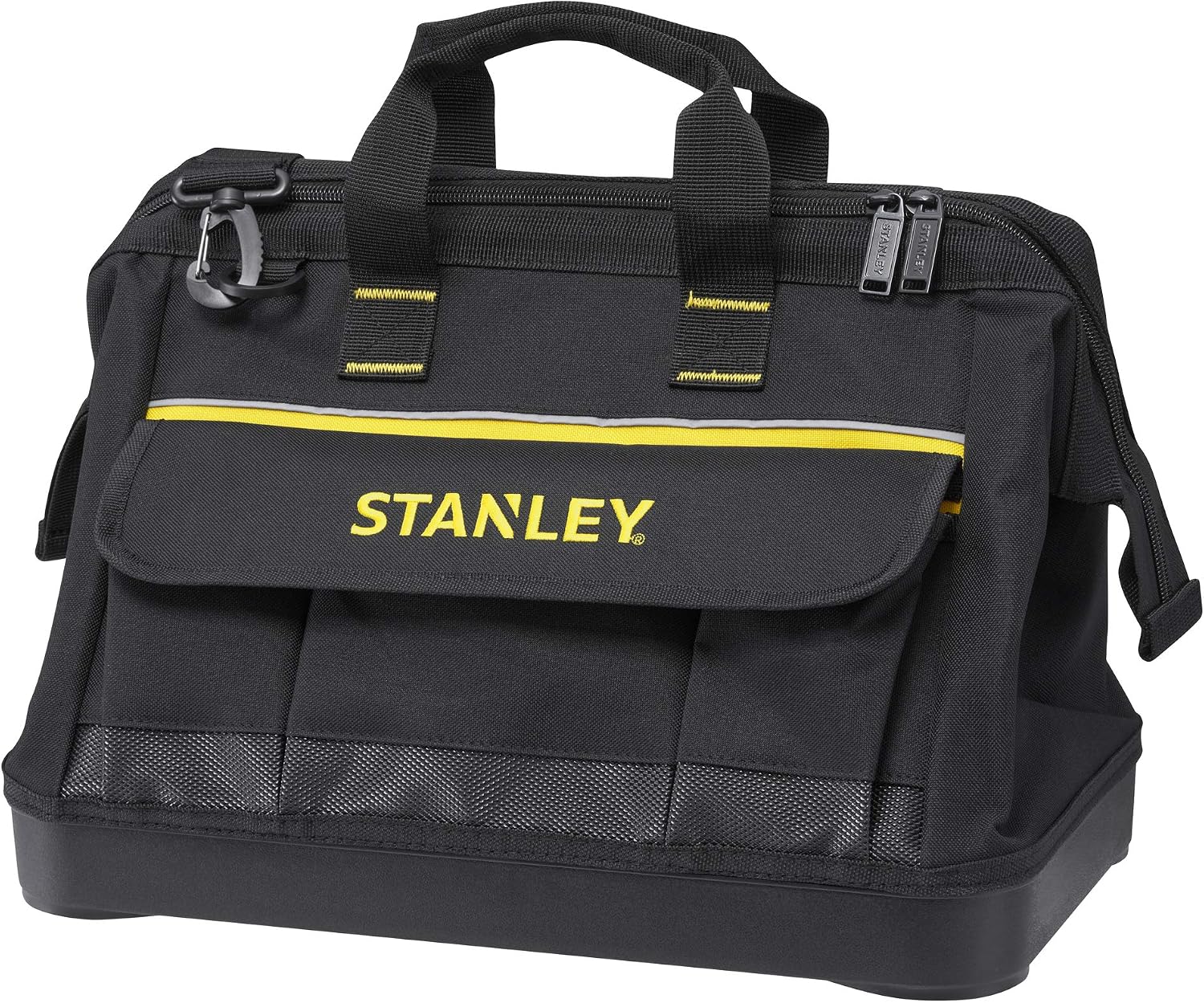  STANLEY 1-96-183 Sac À Outils En Tissu 600 X 600 Deniers - Multi-Compartiments - Sangle Bandoulière Avec Renfort Au Niveau De L'Épaule - Conception Rigide - Dimensions (en Cm): 44,7 X 27,5 X 23,5