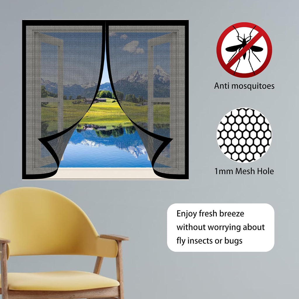  Mosquito Net Door Window 93 X 123 Cm Magnetic Mosquito Net Without Drilling Easy To Install For Home Windows, White