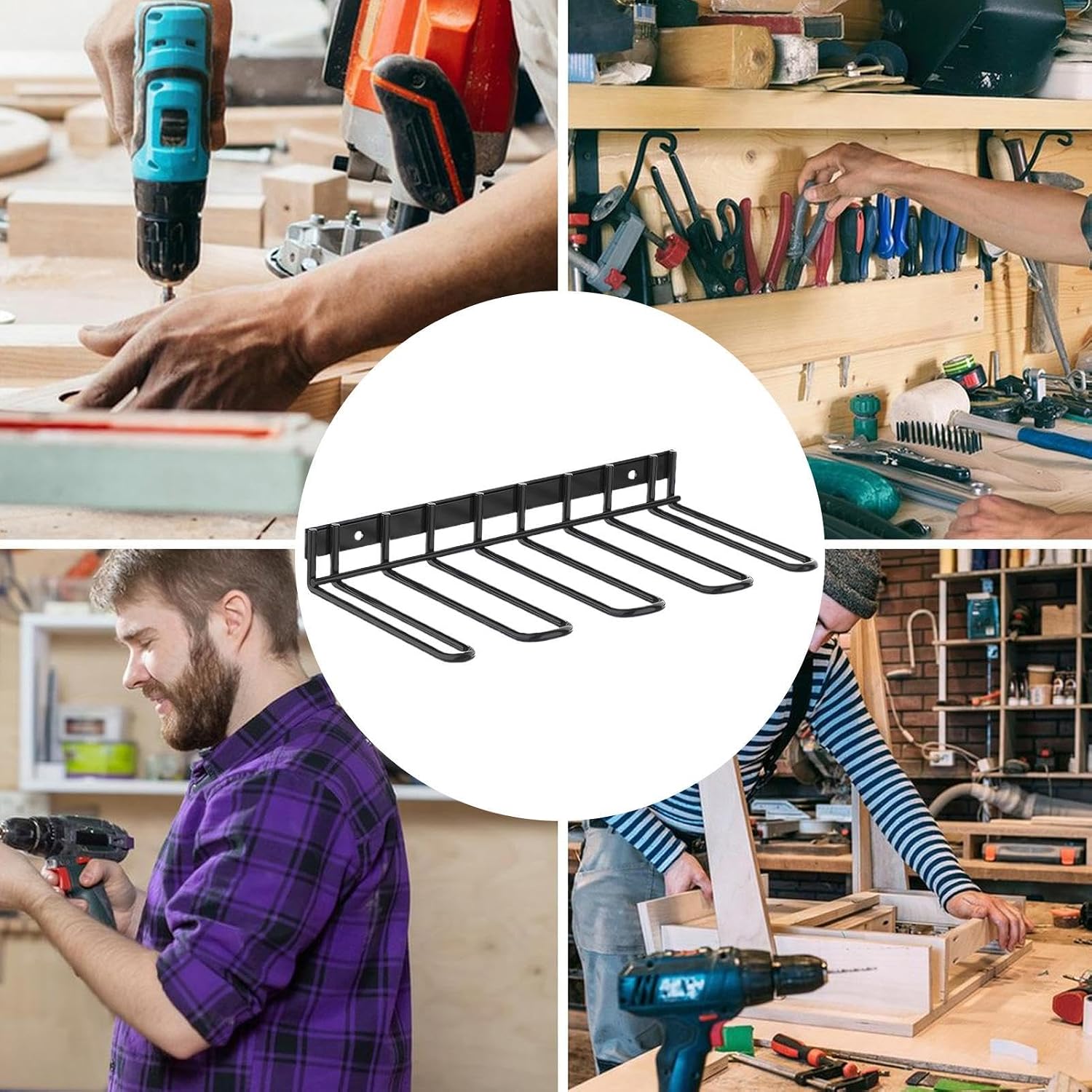  Générique Drill Holder Wall Mount, Cordless Power Tool Organizer, 14.88x6.89x1.77 Inches, Storage Rack Thickened Design, Wall Mounted Utility Shelf For Garage, Workshop (Multicolor)