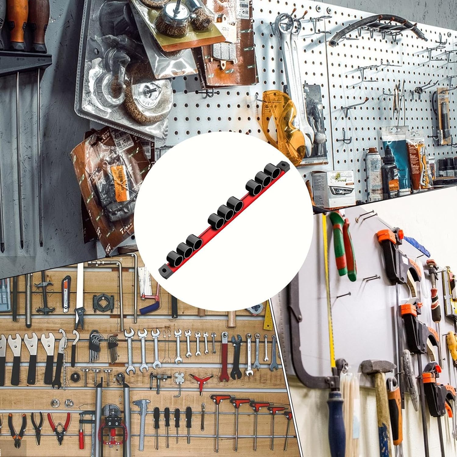  Générique Organisateur Magnétique Pour Pinces | Aimant De Rangement Pour Clés | Organisateur À 9 Troux Pour Pinces Ciseaux Atelier Garage