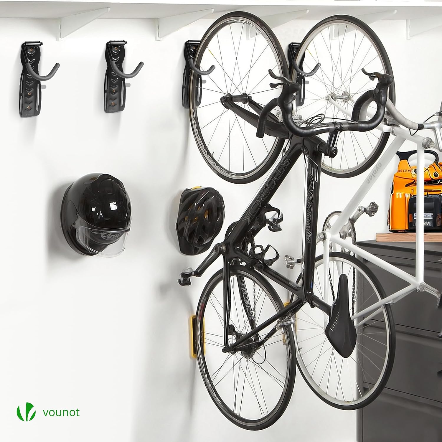  VOUNOT® Lot De 4 Support De Vélo Mural Crochet De Mur Pour Cintre De Vélo Idéal Pour Garage Maison Décoration Support Mural De Rangement Robuste En Forme L Noir