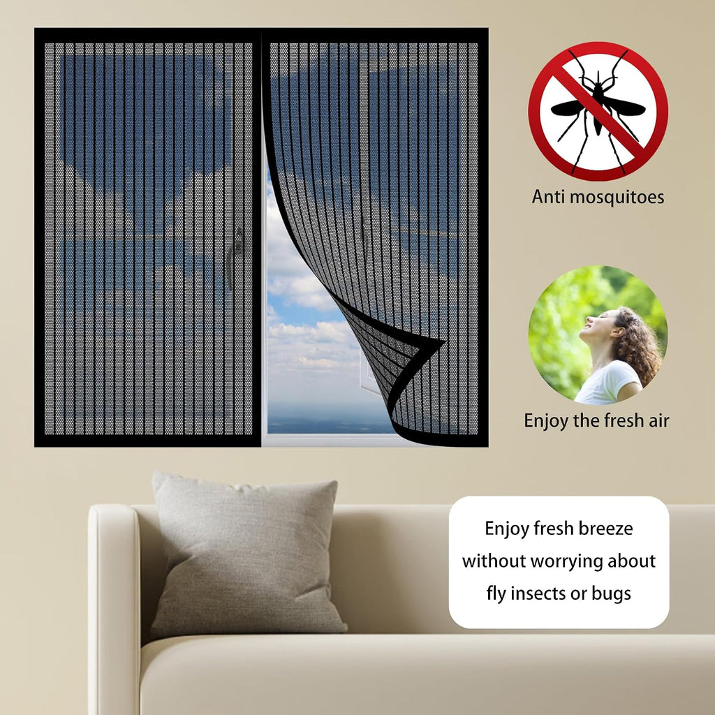  Diy Adjustable Magnetic Mosquito Net 93 X 73 Cm Adjustable Automatic Closing No Drilling For Windows Doors, White