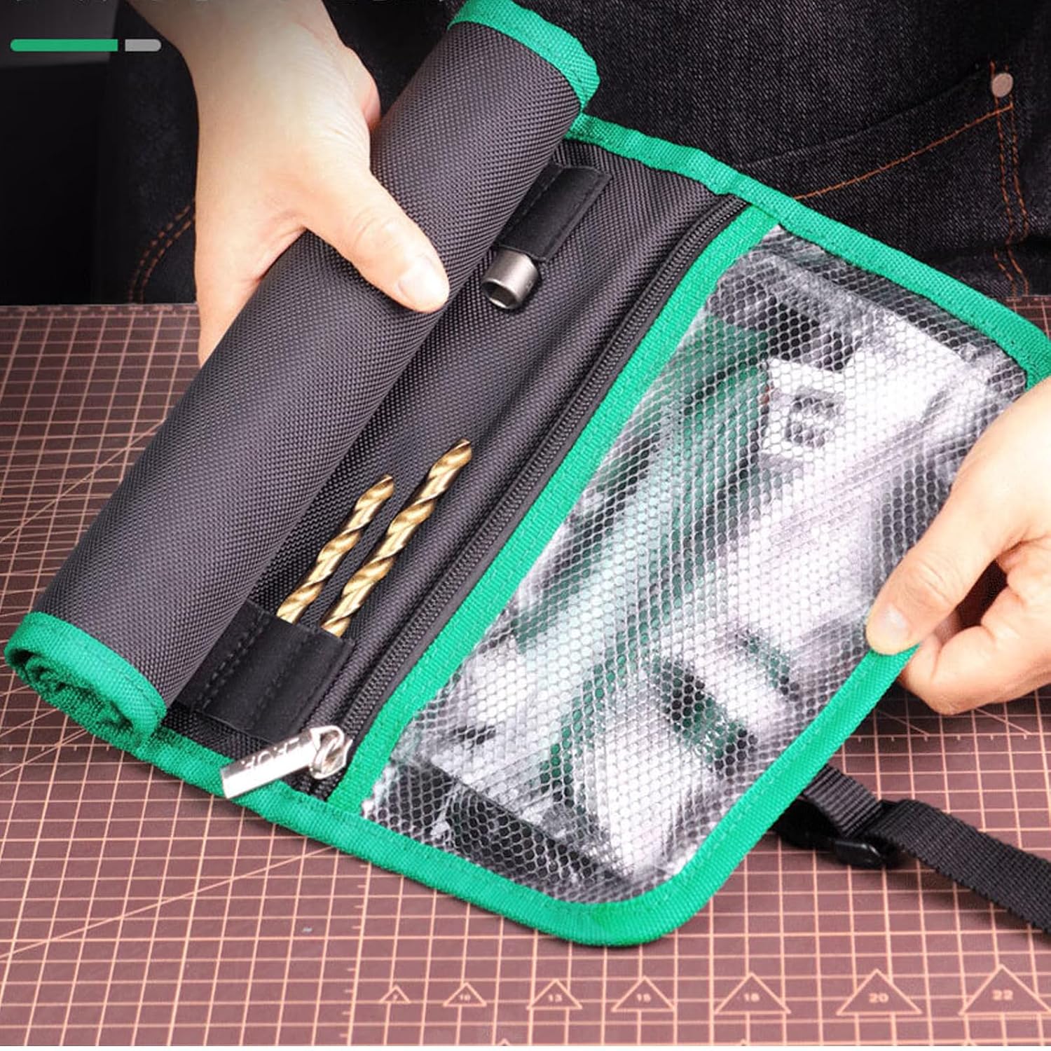  Sac à Outils Portable Pour Embouts De Tournevis Avec Compartiment En Maille Zippée Sécurisé Pour Techniciens Et Amateurs De Technicien Professionnel