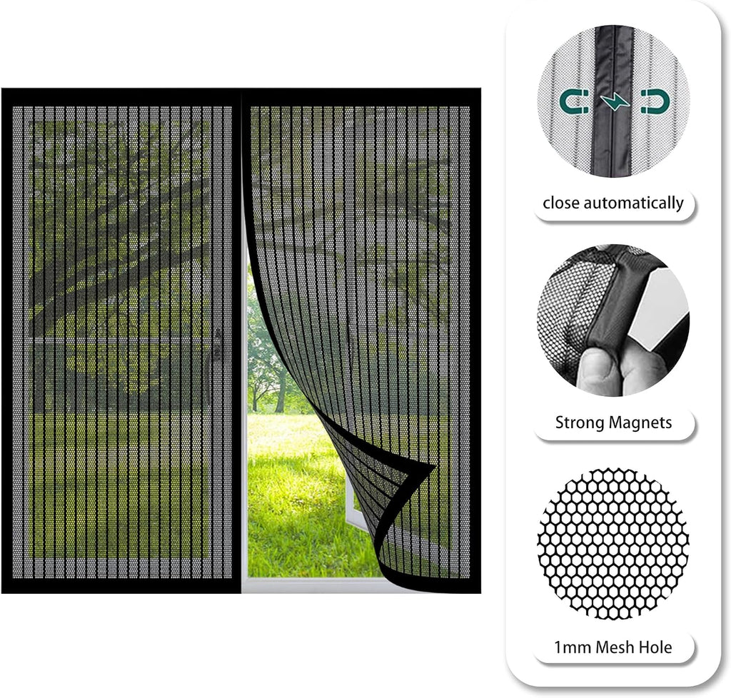  Magnetic Insect Screen Door Window Curtain 138 X 167 Cm Easy Installation For Living Room Window Black