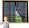  Mosquito Net Window Without Drilling 69 X 105 Cm Powerful Magnets Automatic Magnetic Mosquito Net Door For Corridors Patio, Black