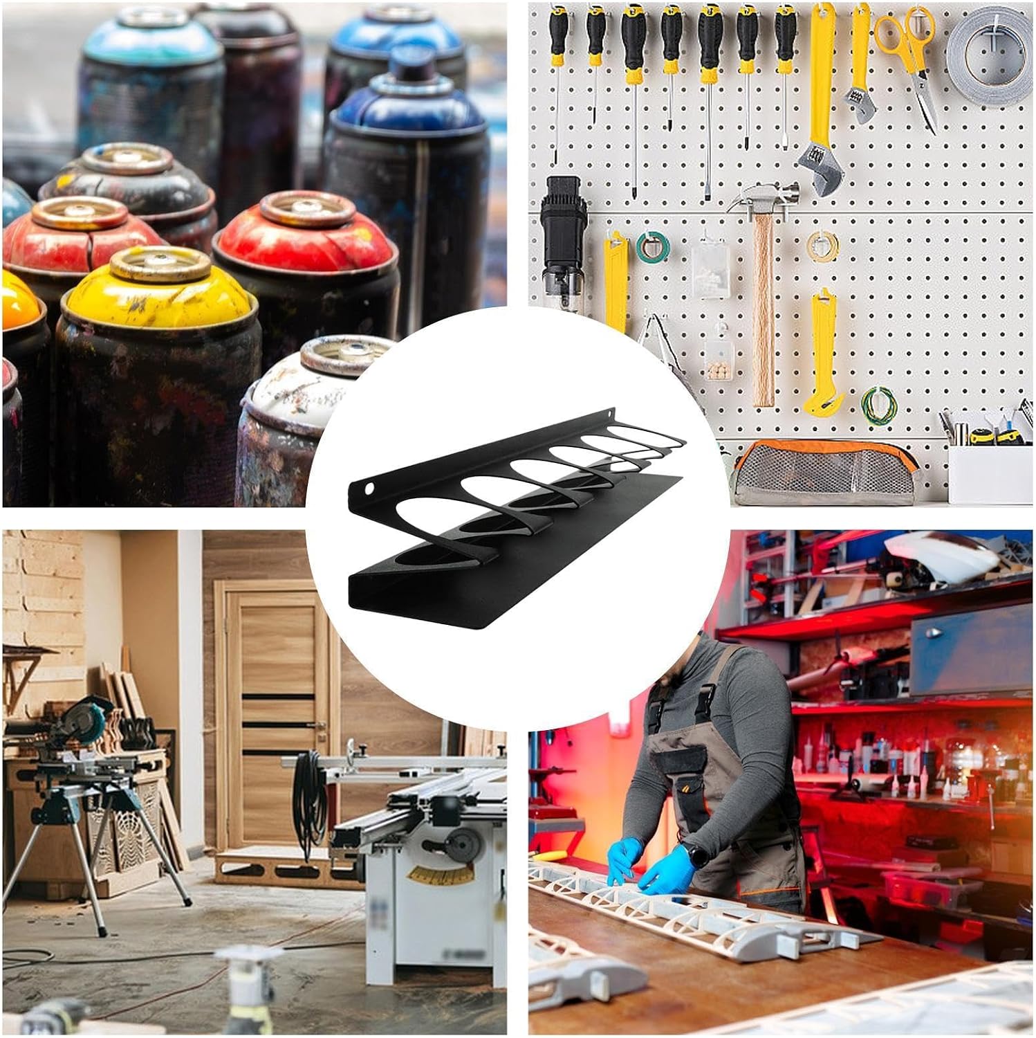  Support Mural, Organisateur De Canettes Portable, étagère à Bouteilles De 19,29 X 2,95 X 3,15 Pouces Avec Séparateurs, Support De Rangement En Métal, De Bombe Aérosol Avec Accès Facile, Rangem