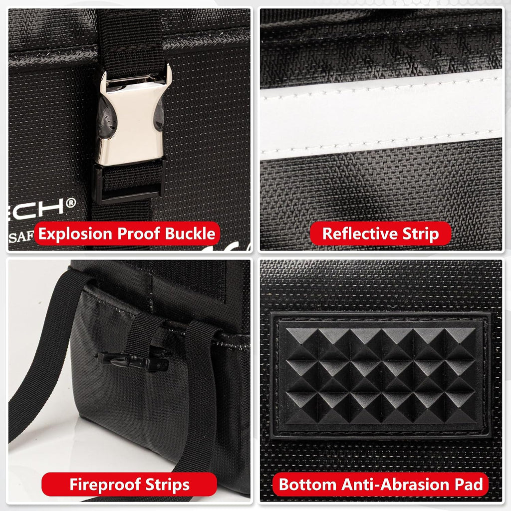  Ensemble De Sacs De Rangement Ignifuges Pour Batterie Avec 3 Mini Pochettes Ignifuges, Grand étui De Sécurité Pour Batterie LiPo Pour Outils électriques De 500 Wh, Séparateurs Réglables Pour DeWalt