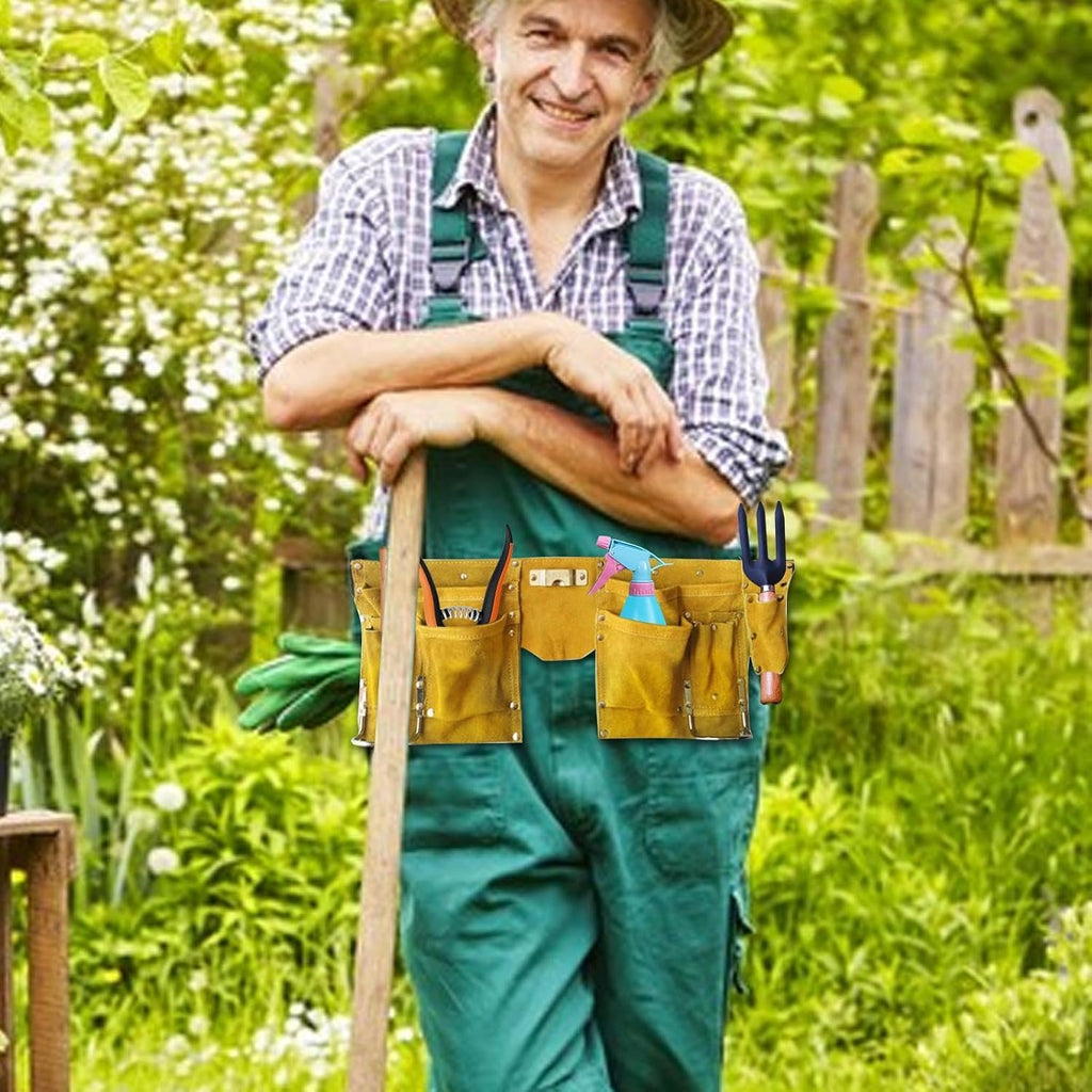 Genérico Sac à Outils De Jardin | Sac à Outils Durable | Organisateur De Fournitures De Jardinage, Sac De Jardinage Polyvalent Avec Bandoulière Réglable, Tablier De Travail En Cuir PU Pour