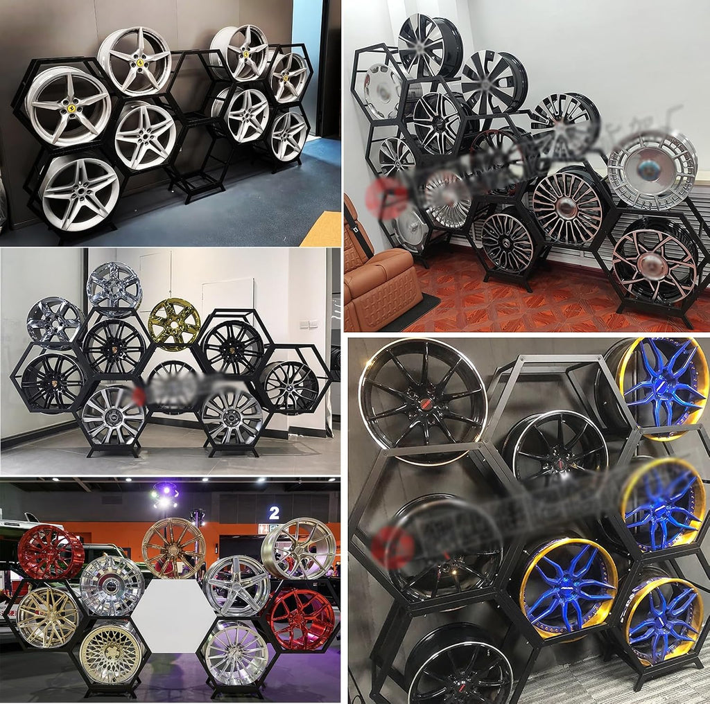  Générique Présentoir Pour Jantes De Pneus En Acier Robuste - Solution De Rangement Multi-pneus Empilable Pour Garage Et Exposition - Supports De Roues De Voiture Durables (Style 3)