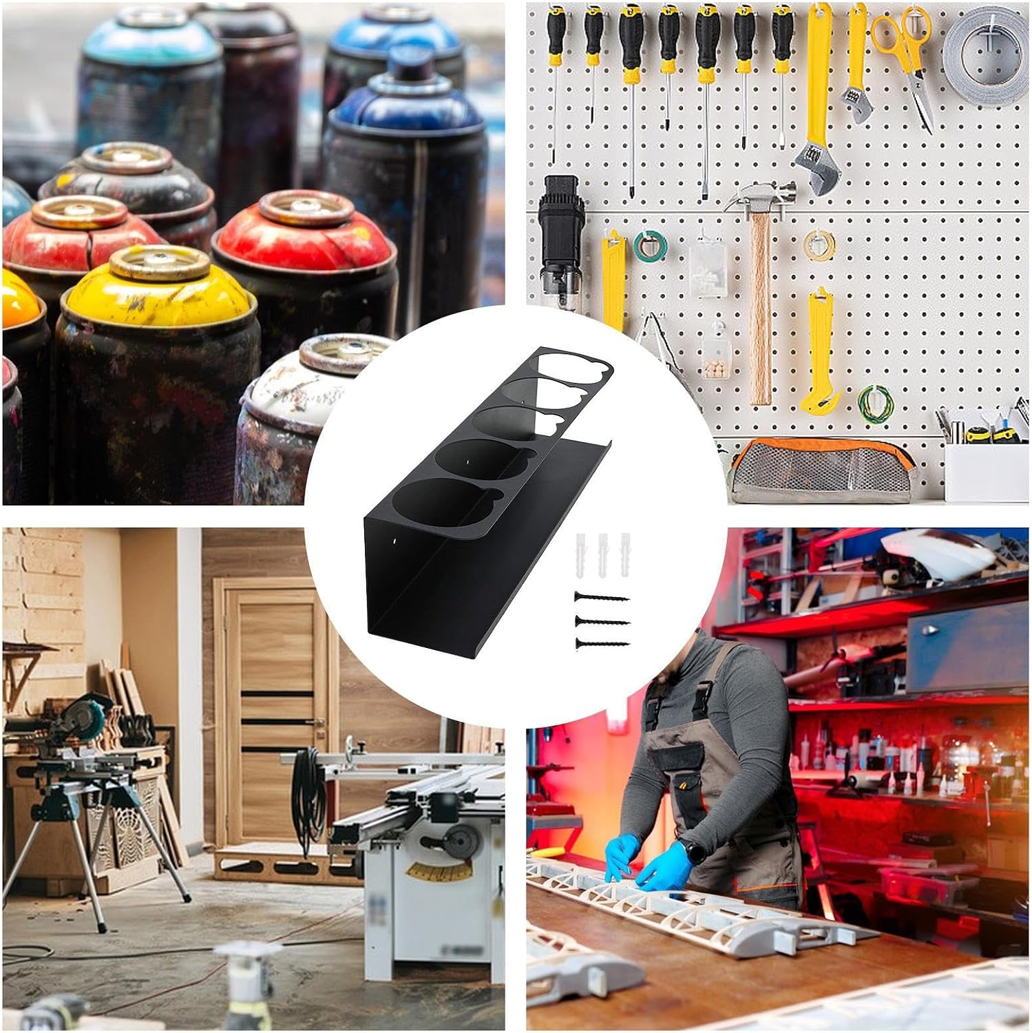 GENERIC Support Mural Pour Spray Adhésif, Organiseur De Rangement Avec Grande Capacité De Charge, Support Mural Avec Support Solide, Accessoire De Rangement D'atelier, Pour Usage Domestique