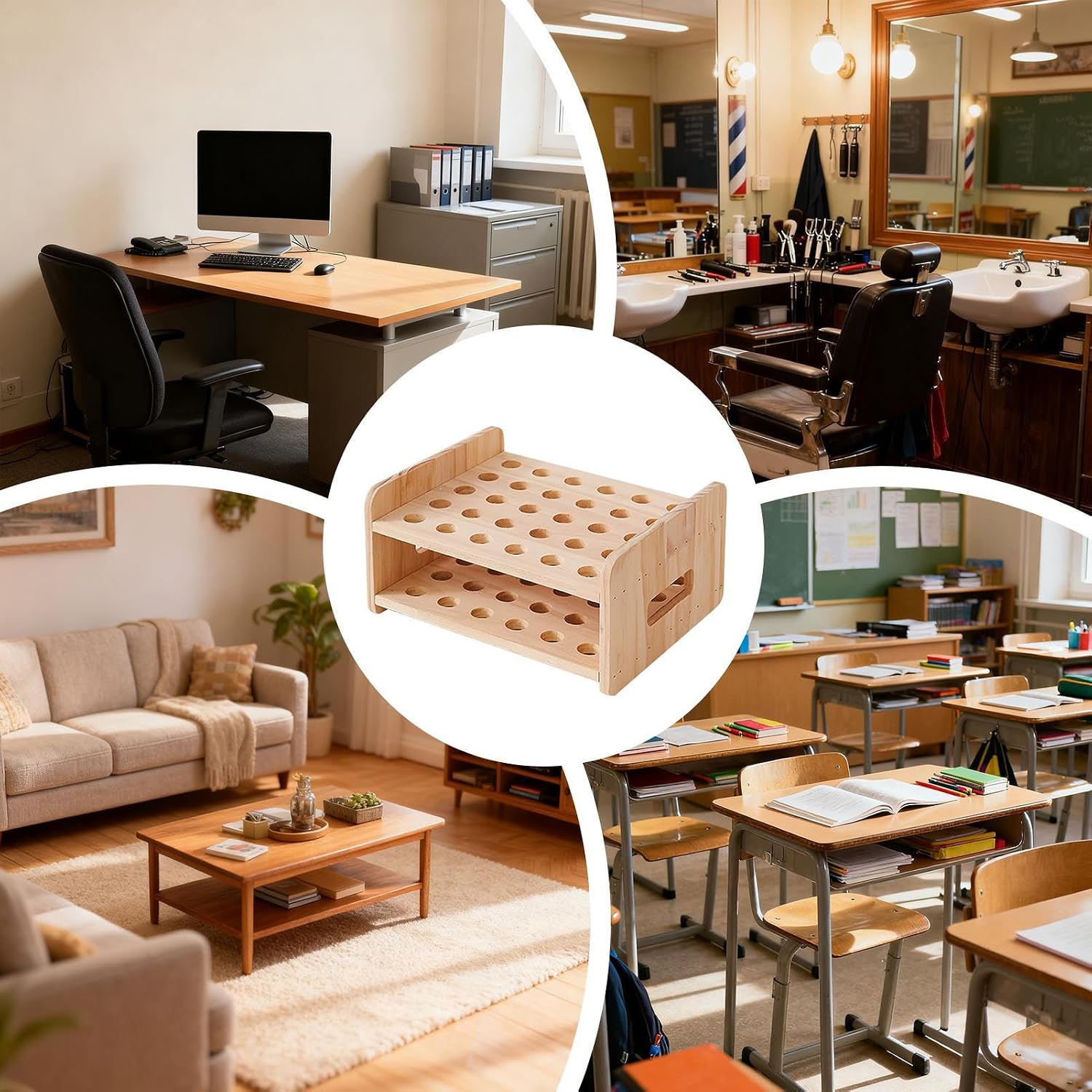Genérico Étagère De Rangement Multi-usages, Support Organisateur De Ciseaux à 30 Emplacements, Brosse De Salon Professionnelle Et Support De Maquillage, Construction Robuste Pour Une Disposition De