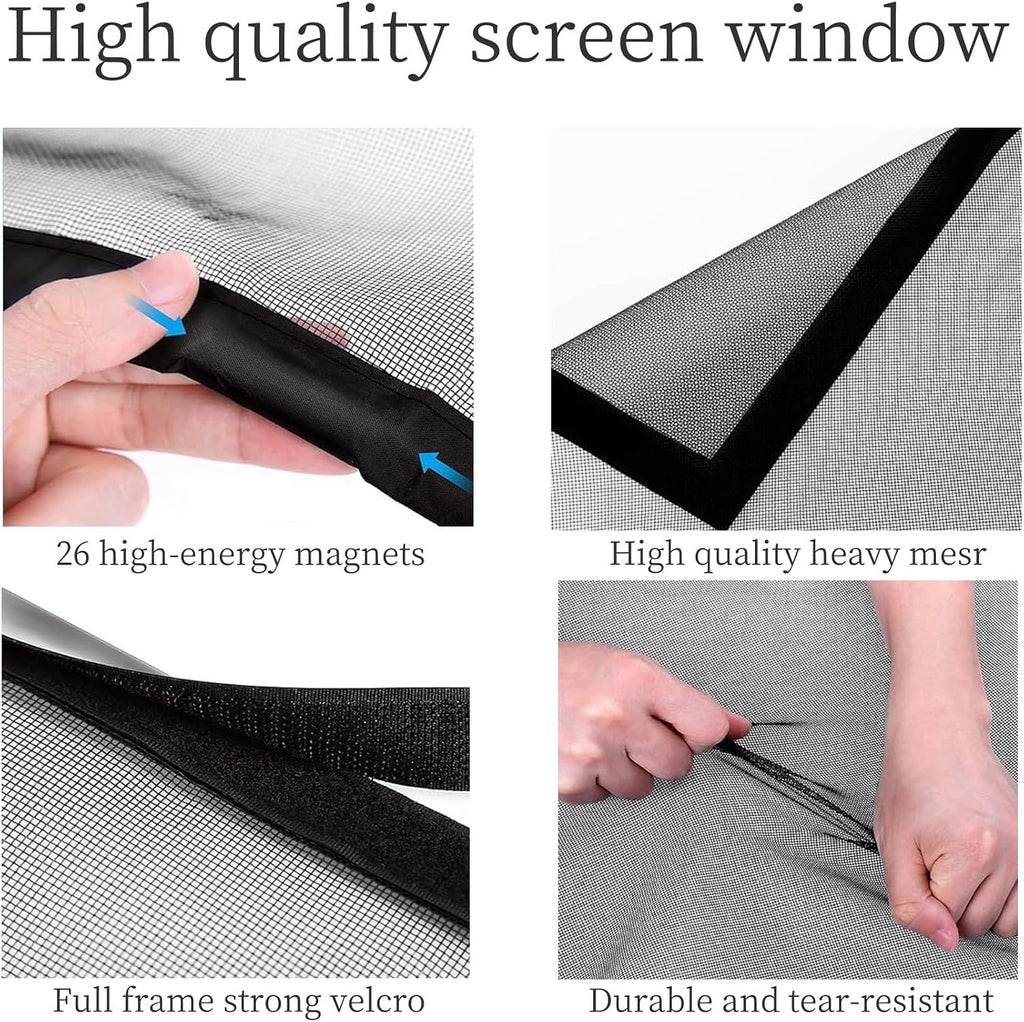  Mosquito Net Window Without Drilling 69 X 105 Cm Powerful Magnets Automatic Magnetic Mosquito Net Door For Corridors Patio, Black