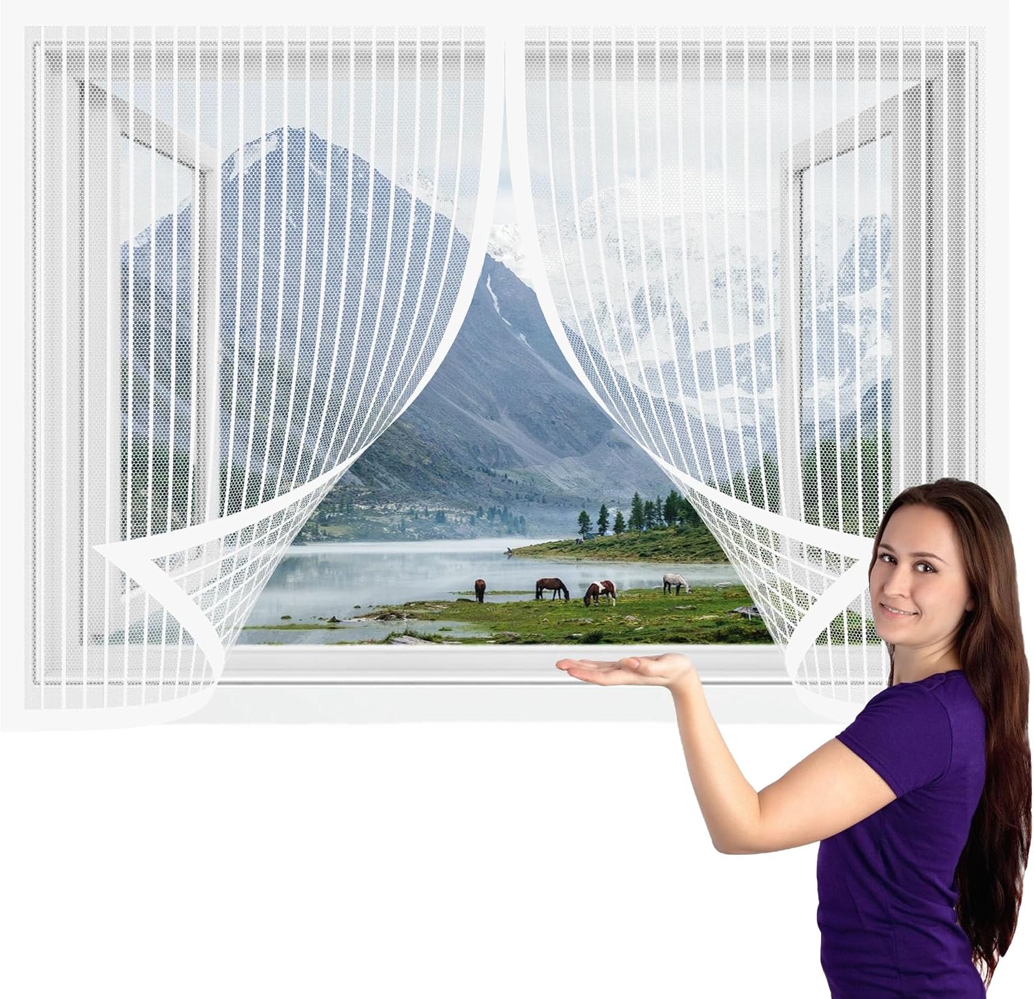  Magnetic Fly Screen For Door Window 97 X 130 Cm Ultra Fine Mesh Breathable Ultra Thin Mesh For Balcony Door Window Camper Van White