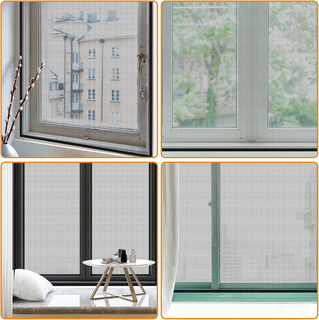  AiQInu Set Of 4 Universal Anti-Mosquito Window Insect Screen With Adhesive Tape - Fine Mesh - No Drilling Required