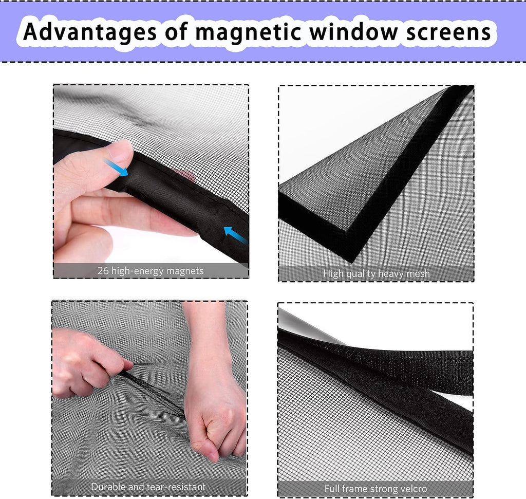  Window Mosquito Net 127 X 139 Cm Magnetic Automatic Closing No Drilling For Home Windows, White