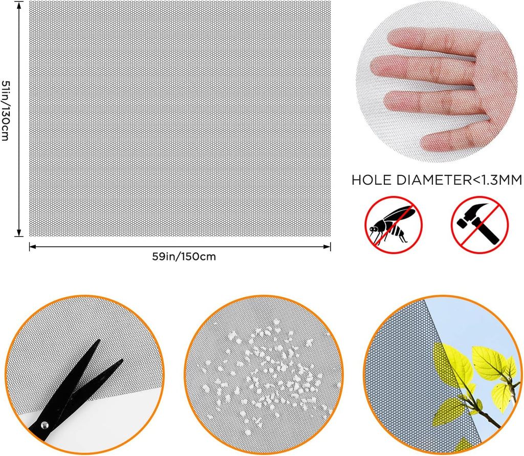  AiQInu Set Of 4 Universal Anti-Mosquito Window Insect Screen With Adhesive Tape - Fine Mesh - No Drilling Required