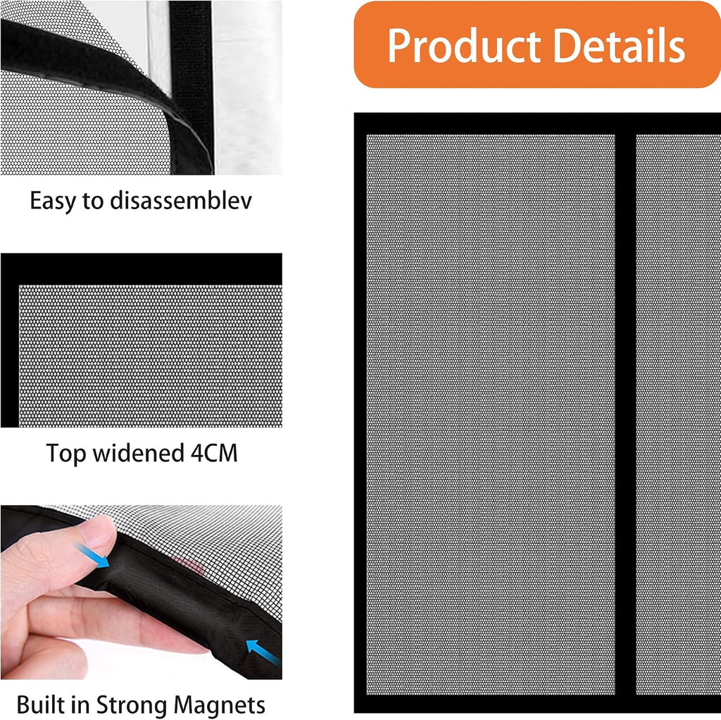  Insect Screen Window 152 X 119 Cm Anti-Mosquito Automatic Closed Door Curtain, No Drilling For Sliding Windows, White