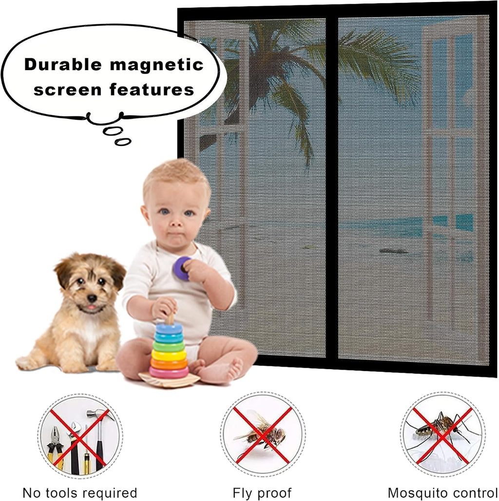  Magnetic Mosquito Net Door Window 85 X 111 Cm Without Punch For Magnetic Mosquito Net Without Drilling Easy To Install For Doors And Windows, White