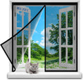  Magnetic Mosquito Net For Windows, 55 X 70 Cm Mesh Curtain, Magnetic Seal Top And Bottom With Automatic Closure, Keeps Fresh Air Inside Black