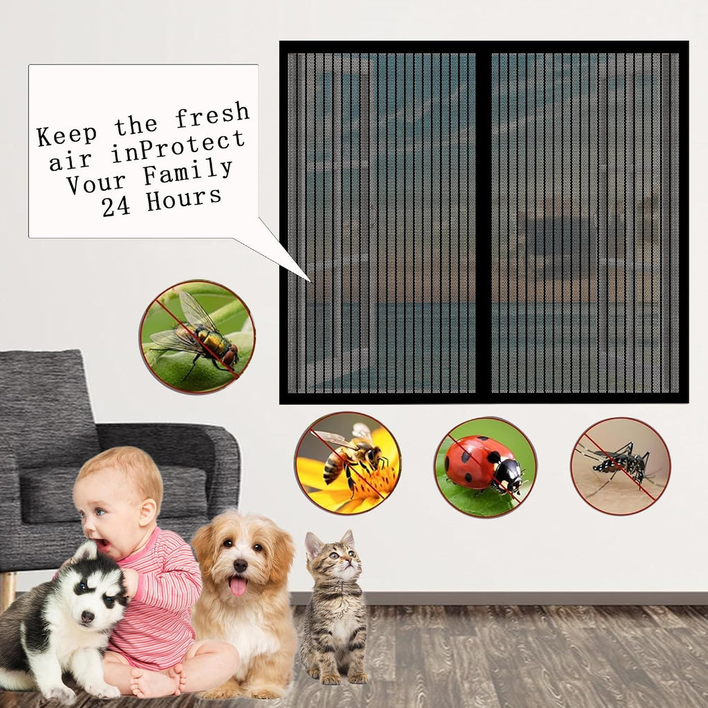  Magnetic Window Mosquito Net 126 X 204 Cm Magnetic Mosquito Net Without Tools Powerful Magnets For Window Doors Patio, Black