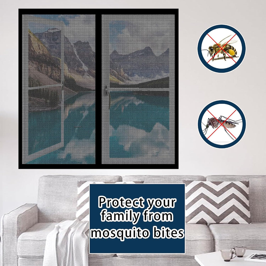  Moustiquaire Porte Fenetre 93 X 117 Cm Moustiquaire Magnétique Arrêter Autres Insectes Bestioles Pour Couloirs, Salon Cuisine Baie Vitree, Noir