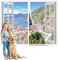  Insect Screen Window 152 X 119 Cm Anti-Mosquito Automatic Closed Door Curtain, No Drilling For Sliding Windows, White