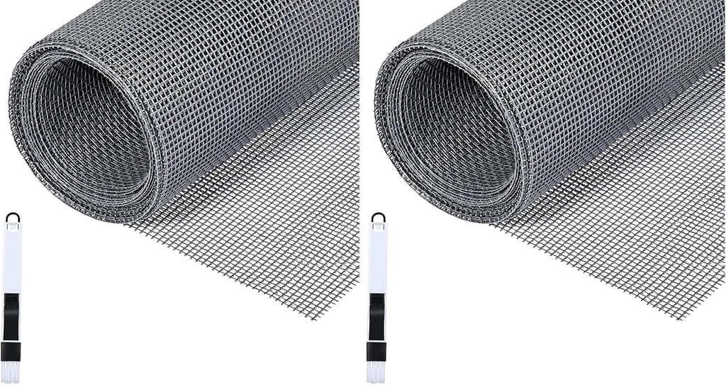  Fillis Window Insect Screen, 150 X 500 Cm, Fibreglass Insect Screen By The Metre DIY With Cleaning Brush, Mosquito Net For Windows, Balcony Door And Living Room, Grey (Pack Of 2)