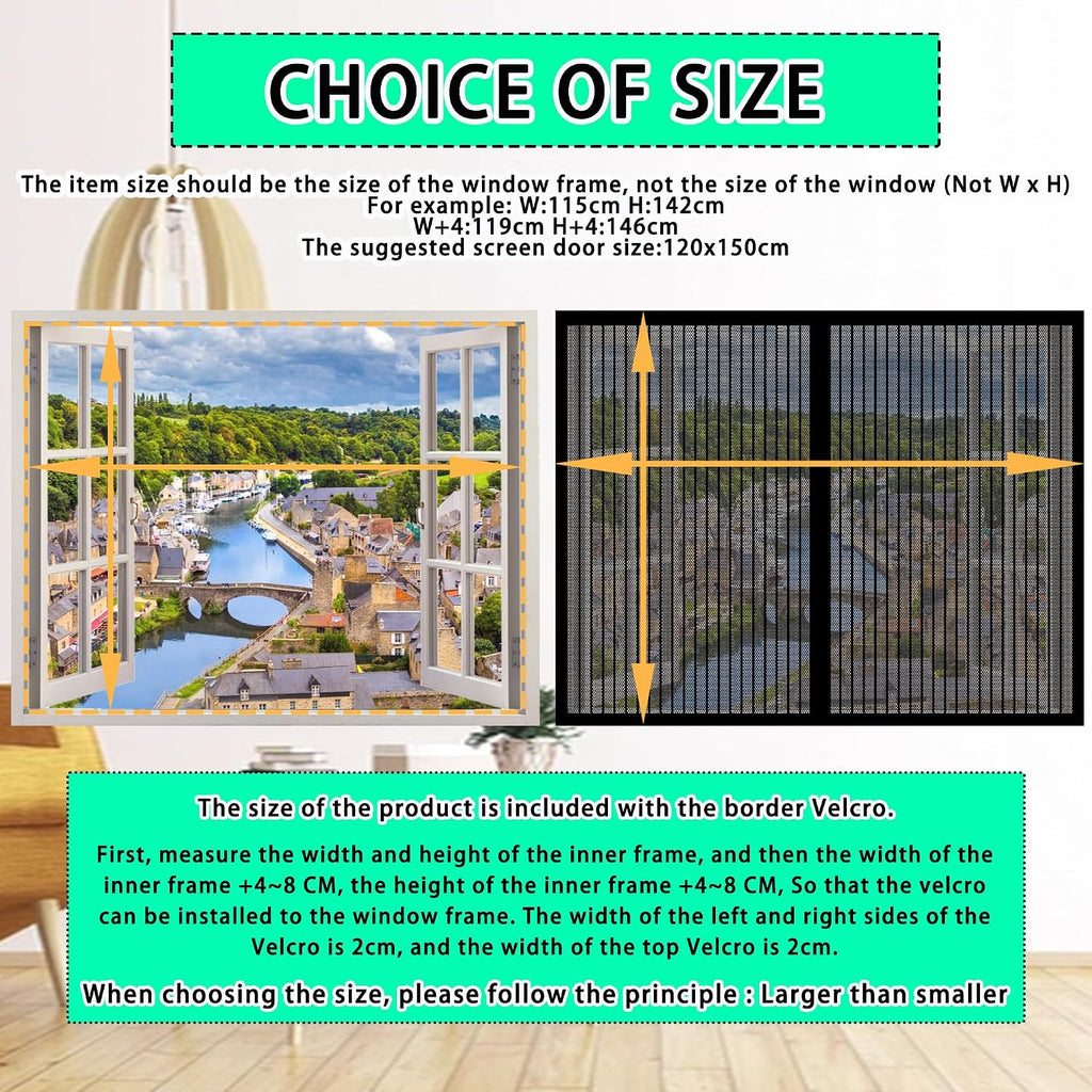  Window Mosquito Net 127 X 139 Cm Magnetic Automatic Closing No Drilling For Home Windows, White