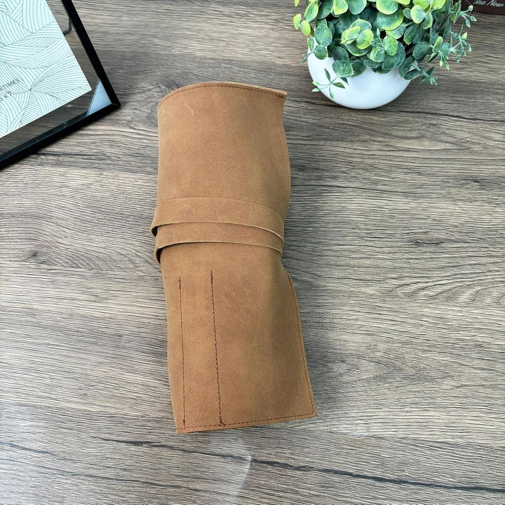 Genérico Étui Porte-outils à Rouleau En Cuir – Portable Rétro 5 Compartiments Fait à La Main – Sac Porte-outils Enroulable | Pour Tournevis, Burins, Tournevis, Clés, Plombiers, Cuisiniers électriciens