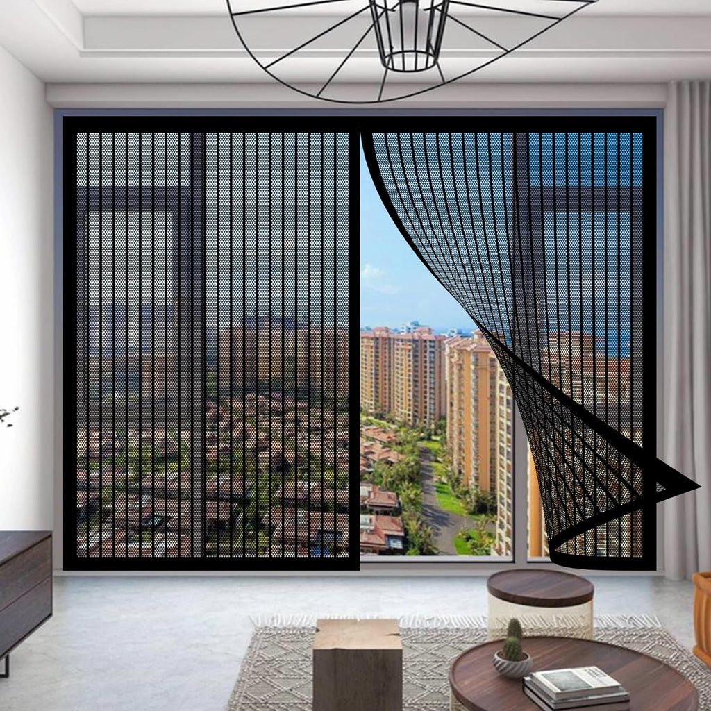  Magnetic Mosquito Net 92 X 79 Cm Easy To Install Without Drilling For Hallways, Living Room, Kitchen, Bay Window, White