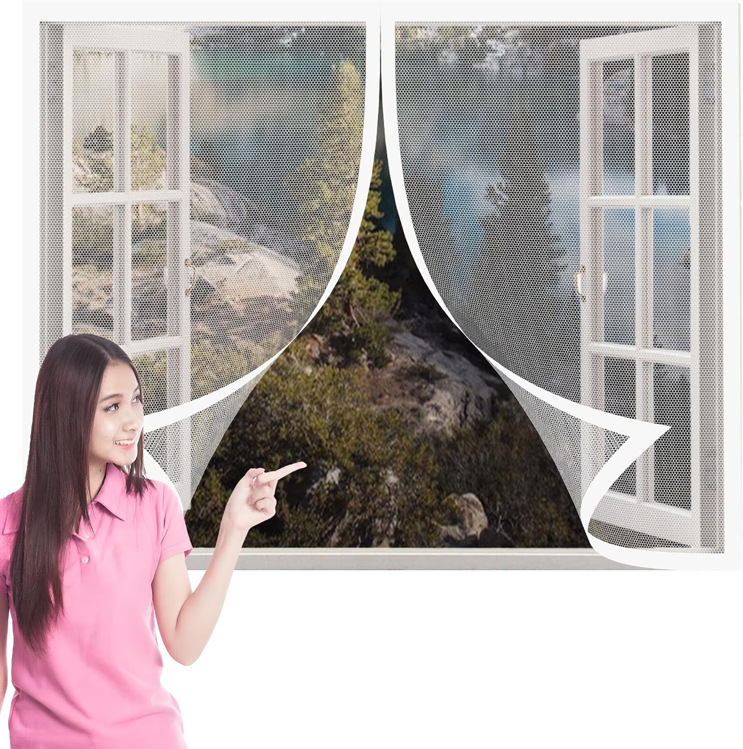 Magnetic Insect Screen Door Window 83 X 142 Cm Folding Insect Screen For Most Types Of Windows Or Doors, White
