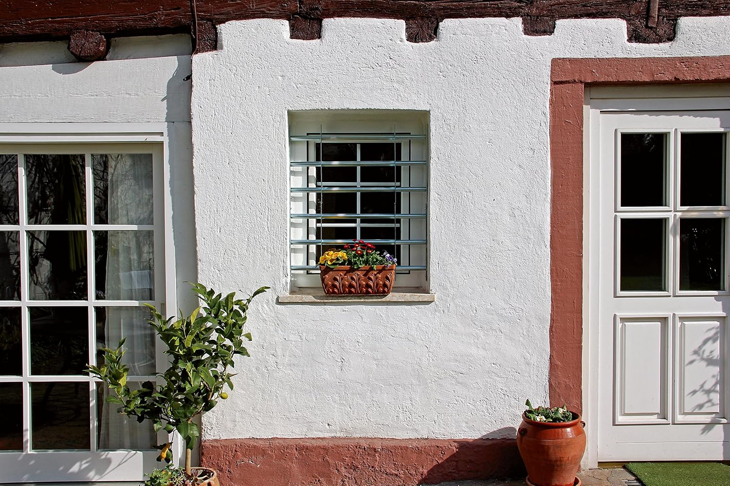  Alberts 563684 Secorino Basic Style Window Grille | Sliding For External Windows | Burglar Protection Grille | Galvanised In Blue | 300 X 700-1050 Mm